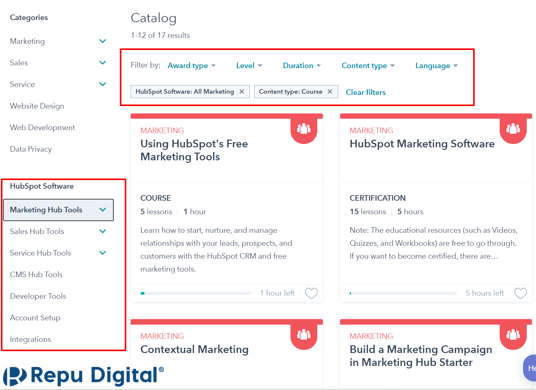 Tìm kiếm khóa học về HubSpot Software