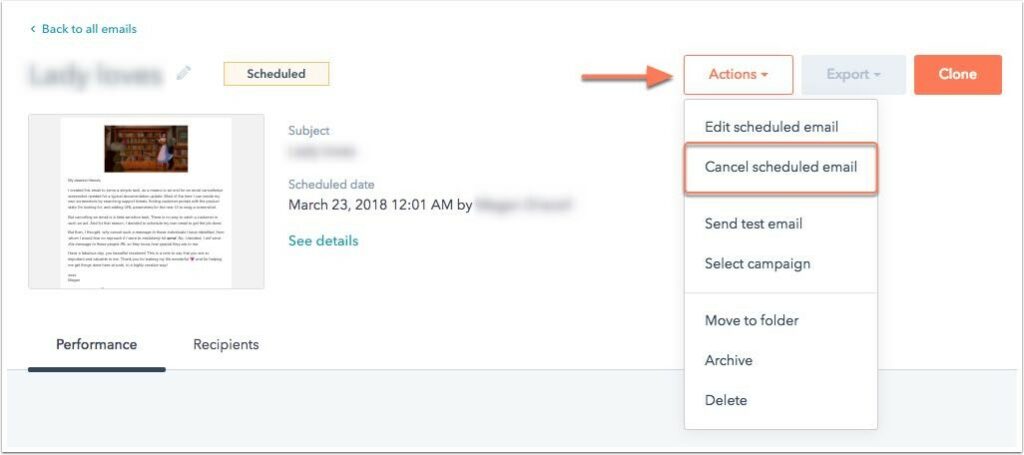 Cách dừng hủy chiến dịch Email Marketing trong HubSpot