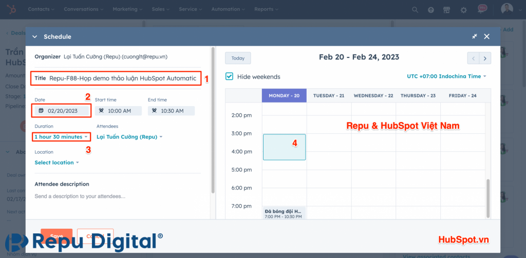 Hướng dẫn tạo lịch họp trong HubSpot Meeting 03