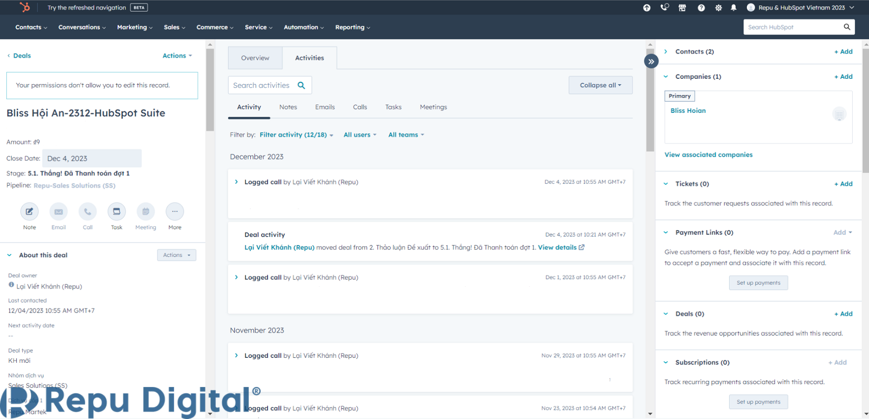 - HubSpot CRM: kết nối, theo dõi toàn bộ hệ thống dữ liệu về khách hàng từ sales, marketing và dịch vụ khách hàng trên cùng một nền tảng.